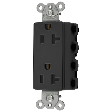 Hubbell Wiring Device-Kellems Straight Blade Receptacle, 5-20R, 20 A, 125V AC, 2 Pole, 3 Wire, Flush Mount, Grounded SNAP2162BKA